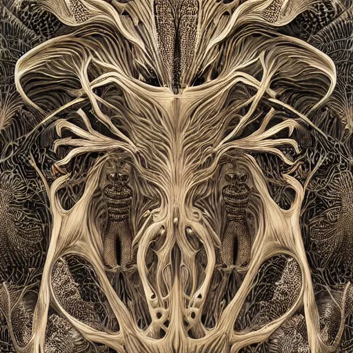 Image similar to hyper - detailed matte illustration of alien fauna by iris van herpen based on plate 6 1 of art forms in nature by ernst haeckel and zaha hadid