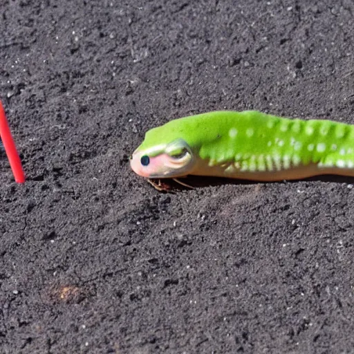 Prompt: a tadpole pole vaulting