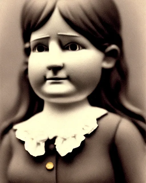 Image similar to wendy's mascot wendy thomas 1 8 9 0's photography, face in focus, realistic