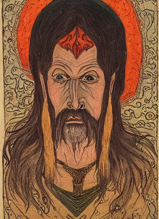 Prompt: portrait of likho ; scary slavic tale ; ivan bilibin style ; 8 k ; sharp focus