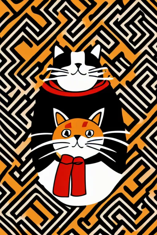 Image similar to Portrait of a cat as a sumo wrestler, sticker, colorful, illustration, highly detailed, simple, smooth and clean vector curves, no jagged lines, vector art, smooth