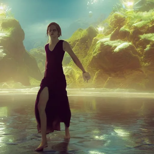 Image similar to full body of emma watson water, 8 k uhd, unreal engine, octane render in the artstyle of finnian macmanus, john park and greg rutkowski