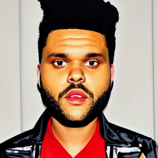 Image similar to the weeknd wearing piet mondrian style clothing