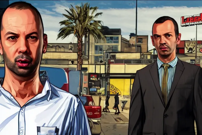 Image similar to andrew tate on a gta v loading screen