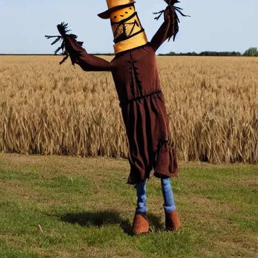 Image similar to a scarecrow doing a catwalk