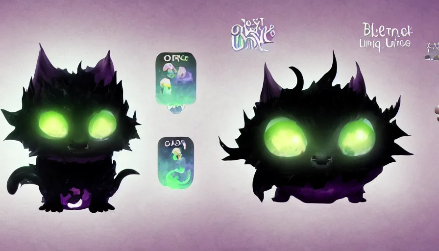 Image similar to a digital art portrait of black slime cat character design from ori and the blind forest, cute liquid ink cat character sheet, 4 k, ultra detail, volumetric lighting, unreal engine, octane render