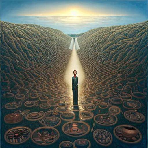 Image similar to in a dream, are all the characters really you? by jeffrey smith, oil on canvas