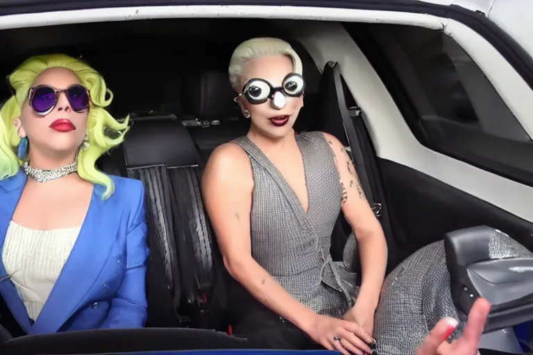 Image similar to lady gaga and judy garland carpool karaoke