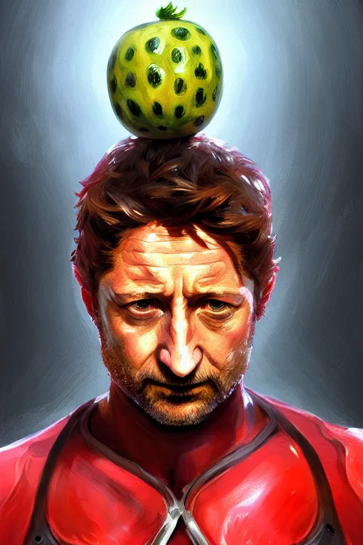 Prompt: portrait a watermellon with gerard butler as head, greek, intricate, headshot, key visual, conceptart, ambient lighting, highly detailed, digital painting, artstation, concept art, sharp focus, by makoto shinkai and akihiko yoshida and greg manchess