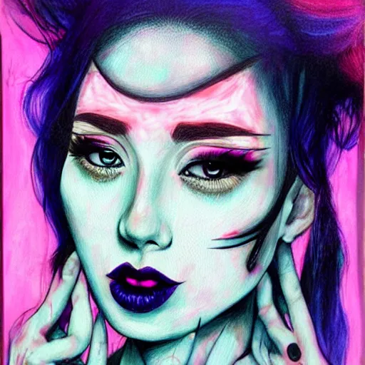 Prompt: new dot tea, art by harumi hironaka, sharpen, smooth edges, close-up, varying angles, half the face shows in certain photos,