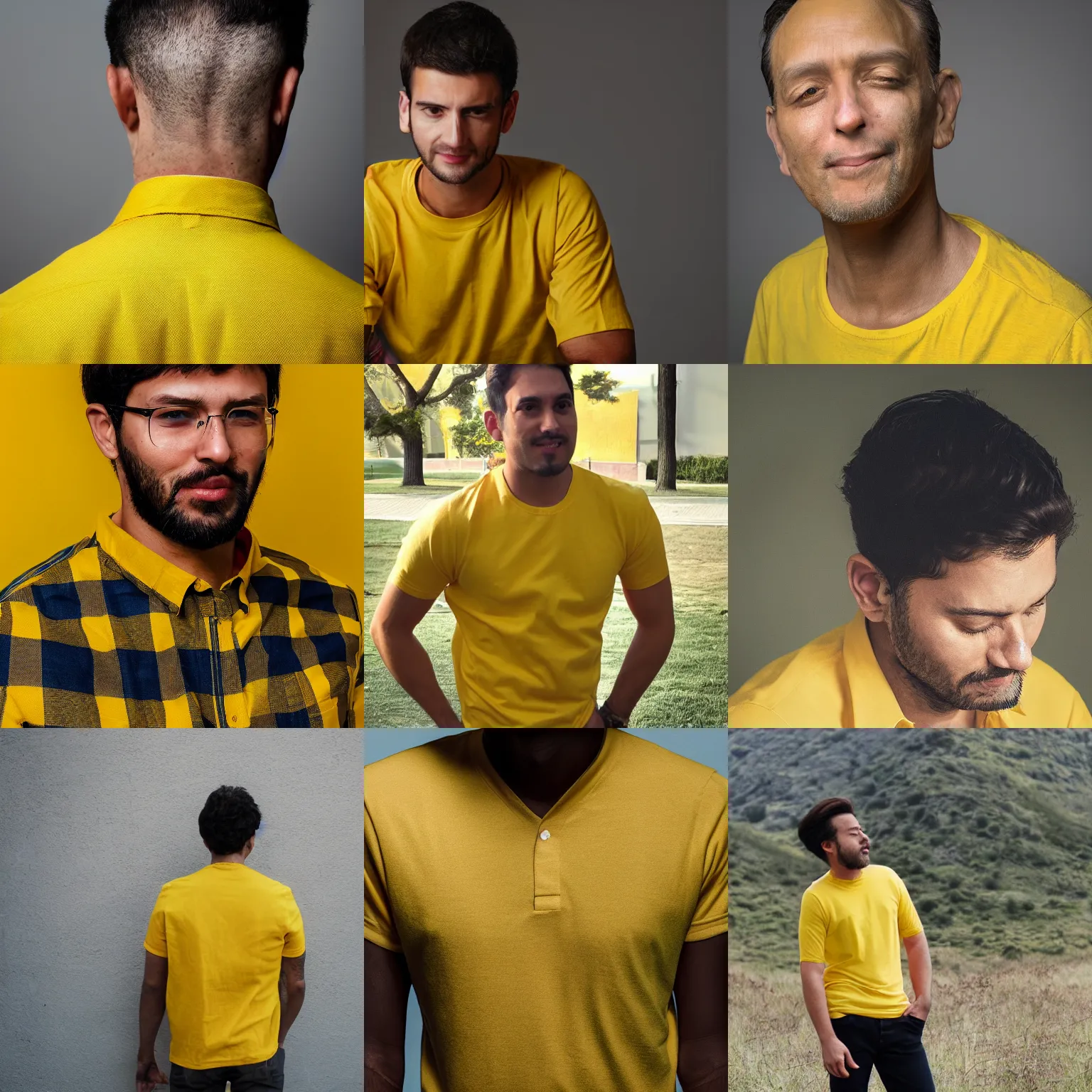 Prompt: a long shot (LS) of a man wearing yellow shirt