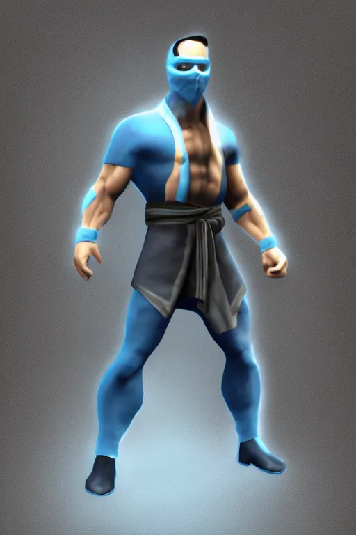 Image similar to sub - zero from mortal kombat 3 d render