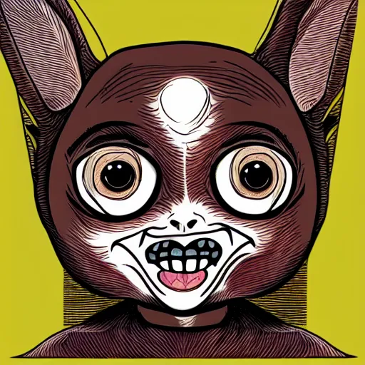 Image similar to a dark brown humanoid chihuahua, hyper detailed, in the style of junji ito and and junji ito and junji ito, selfie