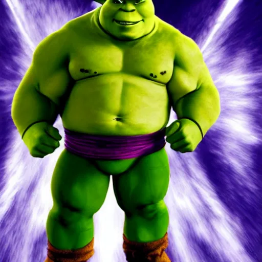 Image similar to Super Saiyan Shrek Fights for the Sake of humanity