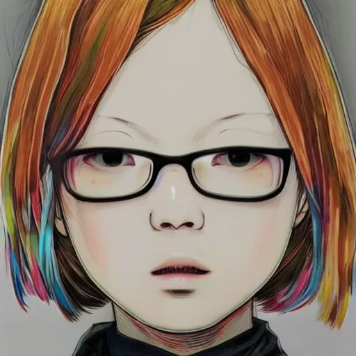 Image similar to a colorful portait of a girl made by inio asano, detailed