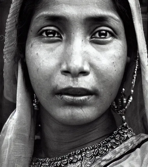 Image similar to vintage_closeup portrait_photo_of_a_stunningly beautiful_nepalese_woman with amazing shiny eyes, 19th century, hyper detailed by Annie Leibovitz and Steve McCurry