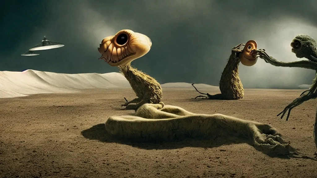 Image similar to aviophobia, film still from the movie directed by denis villeneuve and david cronenberg with art direction by salvador dali and dr. seuss