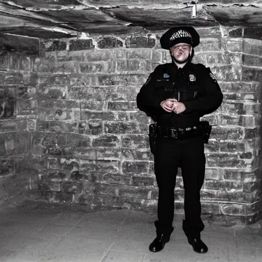 Image similar to a cardiff police officer in a dungeon