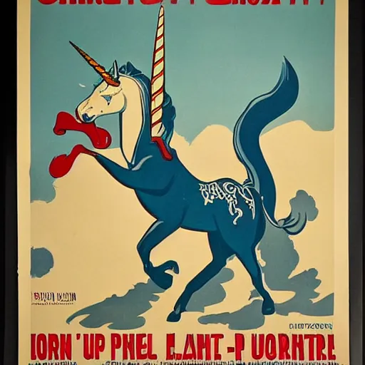 Image similar to anti-unicorn propaganda posters, WW2, axis
