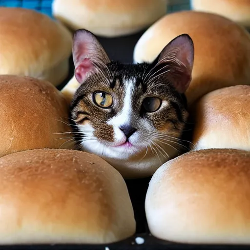 Image similar to photo of yeast buns that look like cats