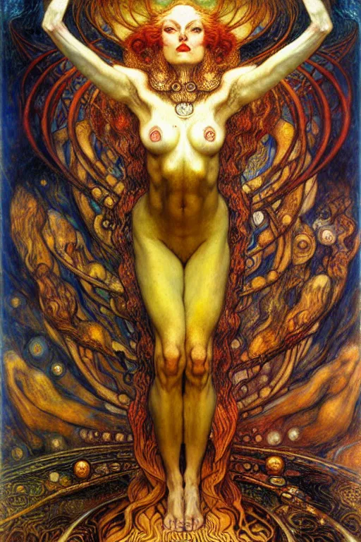 Image similar to Divine Chaos Engine by Karol Bak, Jean Delville, William Blake, Gustav Klimt, and Vincent Van Gogh, symbolist, visionary