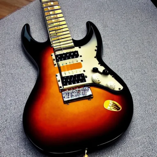 Image similar to an electric guitar made entirely out of fire