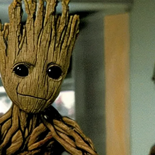 Prompt: Groot replaces Al Pachino in the film Dog Day Afternoon, still image
