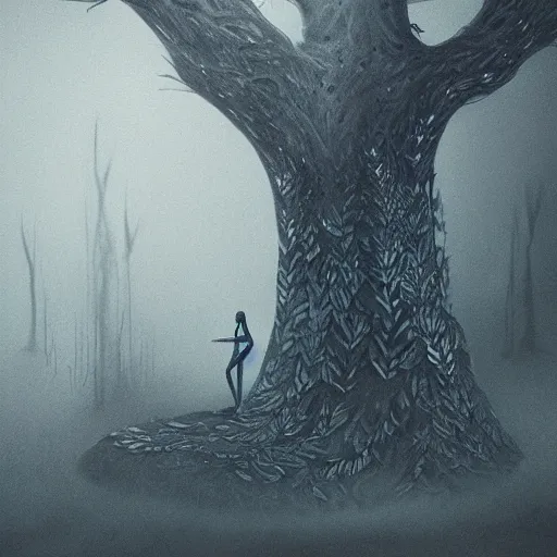 Image similar to dissociation, derealization, disconnection, fantasy illustration, detailed, abstract, amorphous, misty and eerie