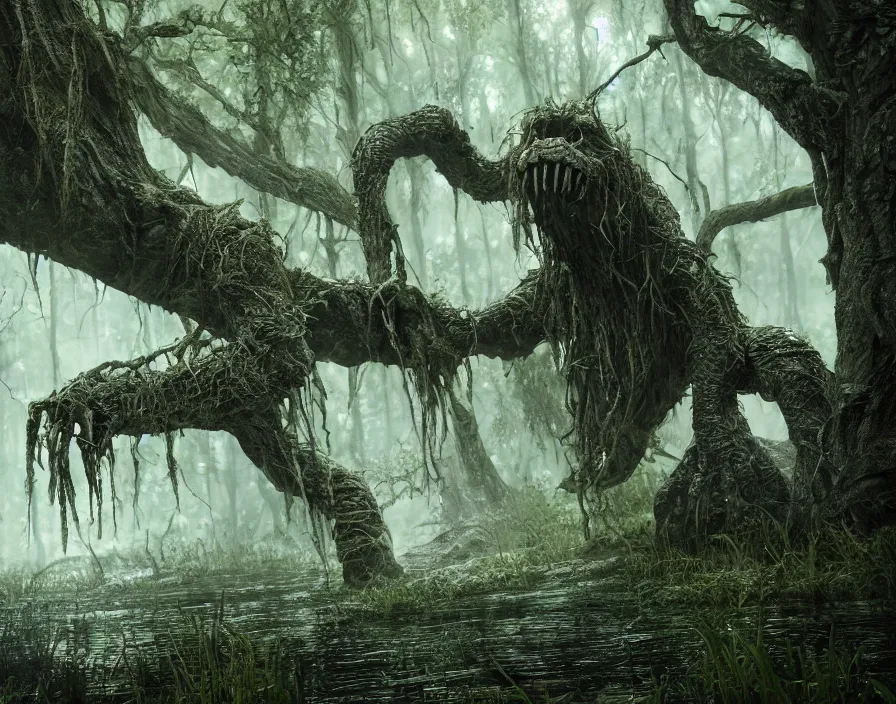 Image similar to swamp monster, realistic, beautiful texture, beautiful graphics, fantasy artwork, very beautiful scenery, hd, hdr, ue 5, ue 6, unreal engine 5, cinematic 4 k wallpaper, 8 k, ultra detailed