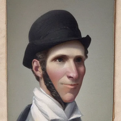 Image similar to An early 1800s oil painting of Jerma985 in the early 1800s, grainy, realistic, very realistic, hyperrealistic, highly detailed, very detailed, extremely detailed, very neat, very epic, very cool, detailed, trending on artstation