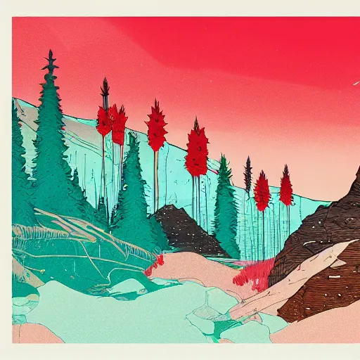 Image similar to a rich landscape from ancient canada in the style of conrad roset