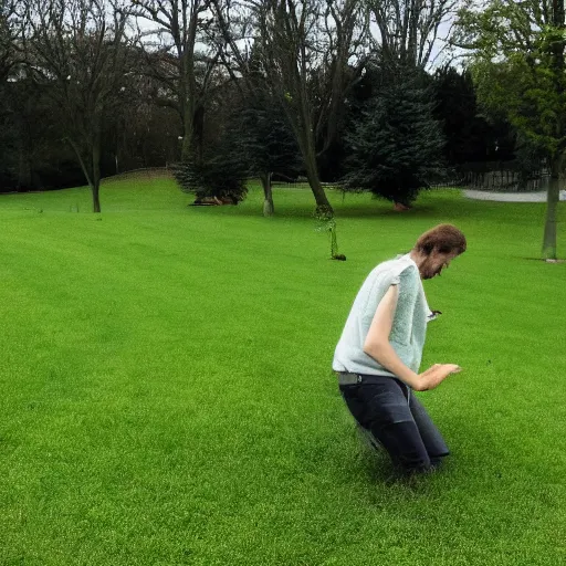 a person about to touch grass, Stable Diffusion