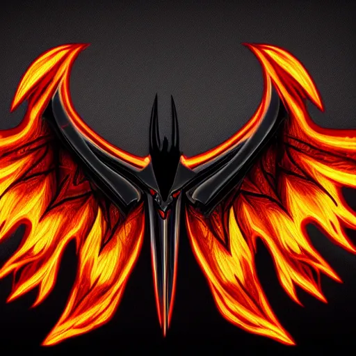 Image similar to Full flaming demon bat wings on black background