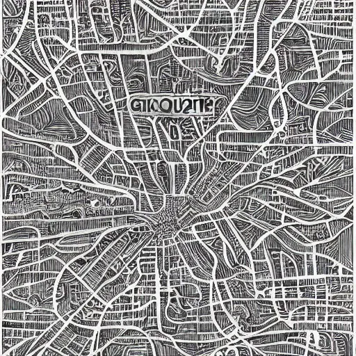 Image similar to very detailed, intricate, artsy, grotosque, jakarta map in the style of claire brewster