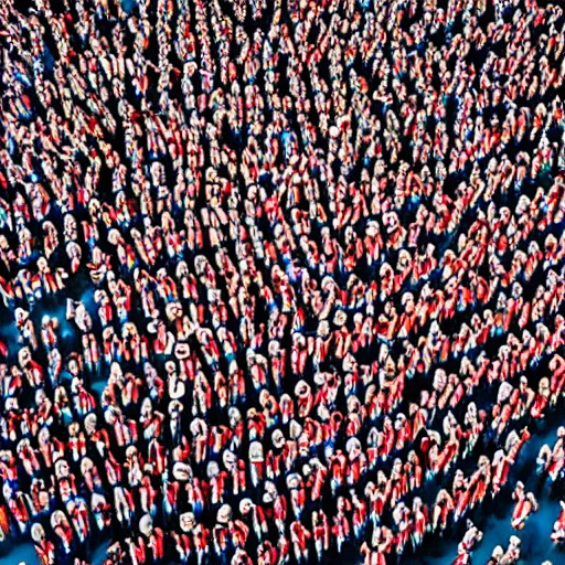 Image similar to hyperrealistic photography of highly detailed where's wally? by martin handford wiew from above