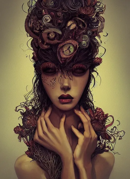 Prompt: a beautiful, unique, strange, mysterious woman, eyes opened, eyes wide opened, amazing, stunning artwork, featured on artstation, cgosciety, behance