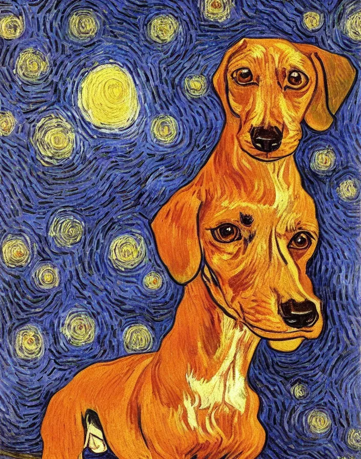 Image similar to Portrait of a dachshund, Vincent Van Gogh