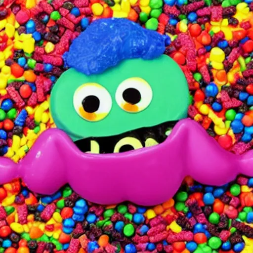 Prompt: photo of a monster made of candy