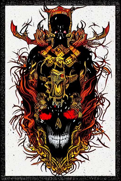 Image similar to A portrait of a god of death that is a thug, sticker, colorful, illustration, highly detailed, smooth and clean vector curves, no jagged lines, vector art, smooth