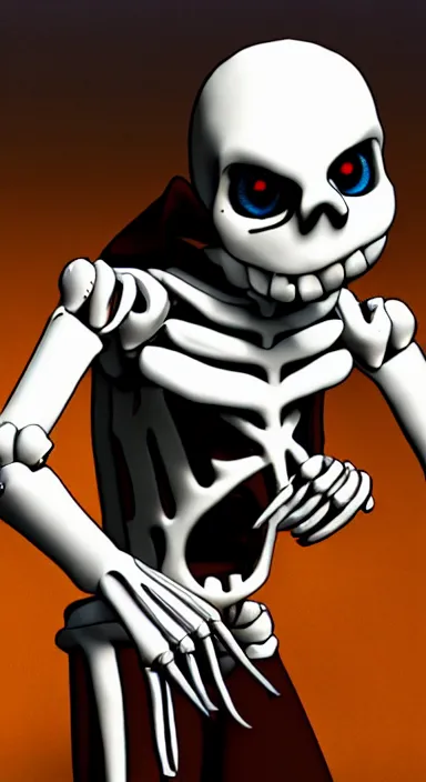 Prompt: Sans from Undertale as a photorealistic skeleton