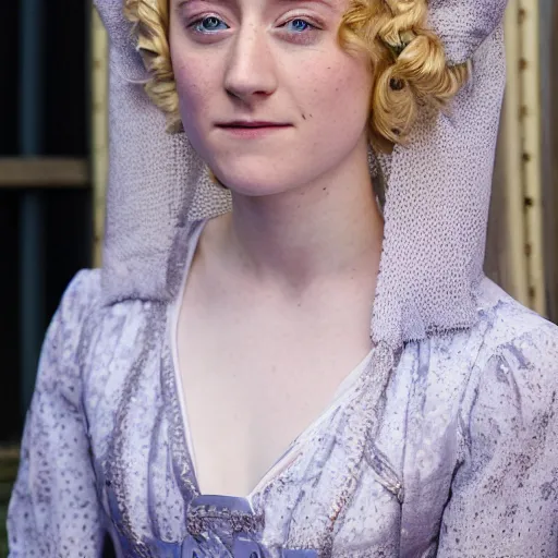 Prompt: a true-to-life photoshoot of Saoirse Ronan in period dress