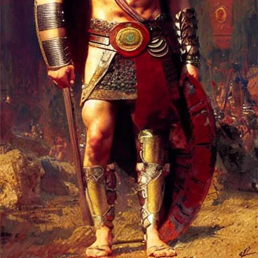 Prompt: Henry Cavill as a roman warrior, painting by Gaston Bussiere, Craig Mullins