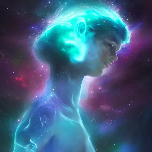 Image similar to The soul detaching from the body, in the universe, space, cosmic, galaxy, nebula, highly detailed, digital painting, artstation, concept art, sharp focus, cinematic lighting, illustration, cgsociety