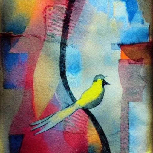 Image similar to bird, abstract, vintage, artistic, sharp focus, masterpiece, watercolor, art in the style of joshy sly