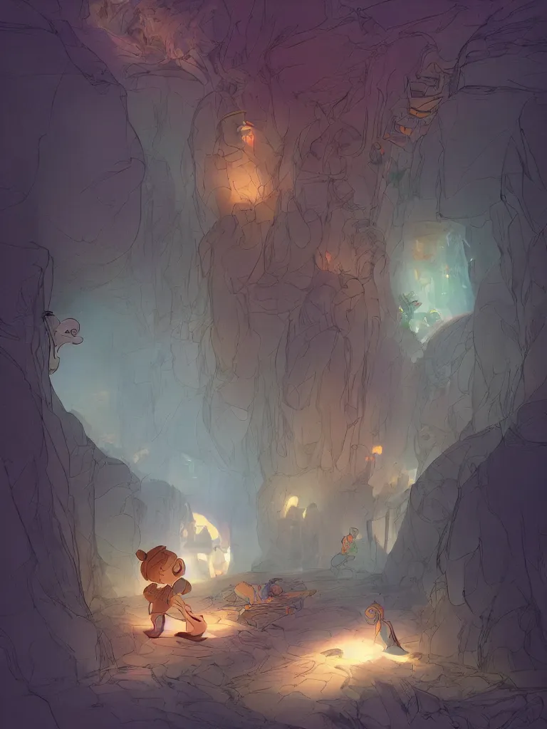 Image similar to light in the dark, child, by disney concept artists, blunt borders, converging lines, beautiful light