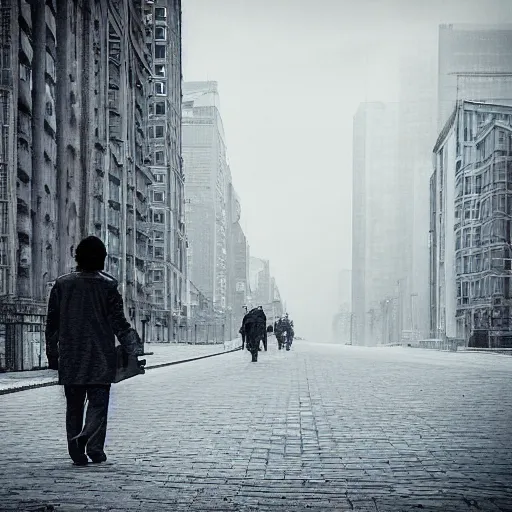 Image similar to a man alone in a city by andreev alex