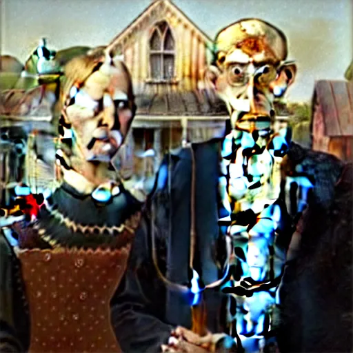 Image similar to American Gothic by Hieronymus Bosch