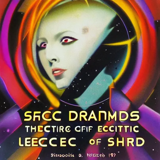 Image similar to android dreaming of electric sheep, sci-fi book cover, 1972, detailed, 4k