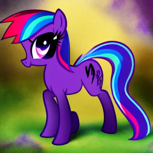 Image similar to my little pony corrupted by evil dark magic, black ooze, oil like flowing, evil magic