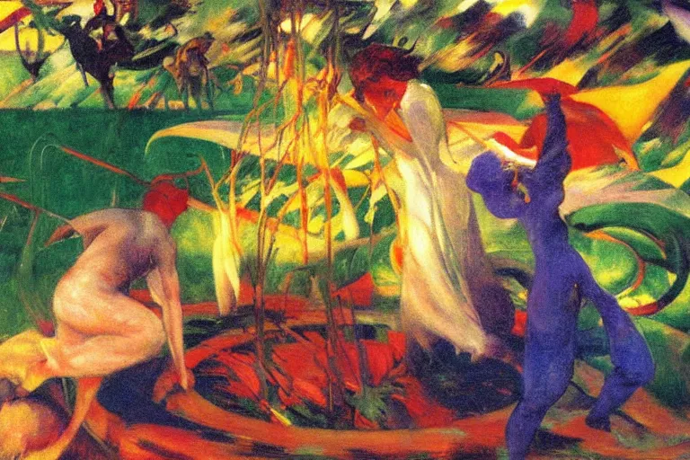 Prompt: joy is like the sunshine, gladdening the heart and lifting the spirit, greenhouse garden photography, glowing with silver light, painting by Franz Marc, by Jean-Léon Gérôme, by Winsor McCay, today's featured photograph, 16K